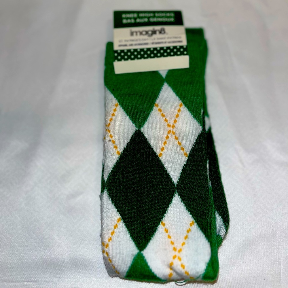 Saint Patrick’s Day Argyle Knee High Socks. One Size Fits Most.